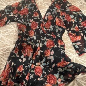 Floral Black Romper